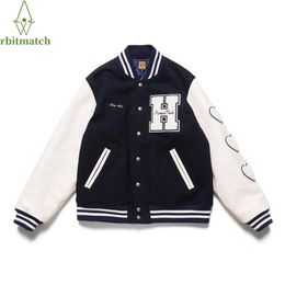 Women Baseball Coats Varsity Jacket Furry Heart Letters Embroidery Cotton Color Block College Jackets Man Harajuku Outwear 220810