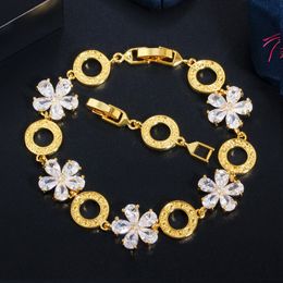 Fashion Charm bracelet designer Multicolor AAA Cubic Zirconia Flowers Bracelets White Ruby 18K Gold Plated Silver Jewellery bracelets for Women Thanksgiving Day