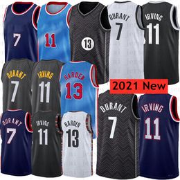 Mens Basketball Jerseys 7 Durant 11 Irving 13 Harden Stitched Jerseys Factory Wholesale High-Quality S-XXL