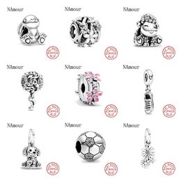 925 Sterling Silver Dangle Charm white openwork musical daisy clip patti sheep DIY fine Beads Bead Fit Pandora Charms Bracelet DIY Jewellery Accessories