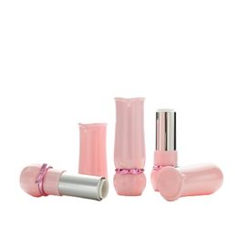 Empty Packing Bottle 12.1mm Calibre Pink Color Butterfly Knot Decoration Lipstick Tube DIY Cosmetic Refillable Portable Packaging Container