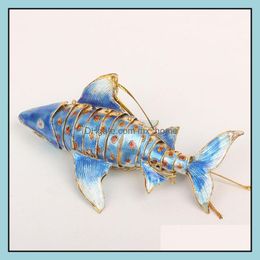 Chinese Cloisonne Enamel Filigree Shark Ornaments Furnishing Small Decorative Items Cute Animal Copper Hanging Accessories Gift Drop Deliver