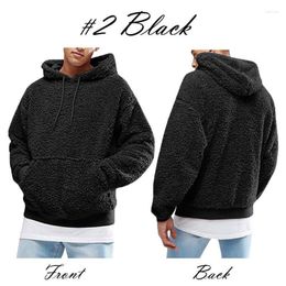 Men's Hoodies & Sweatshirts Mens Long Sleeve Sweatshirt 2022 Solid Fluffy Fleece Warm Hooded Tops Casual Pullover