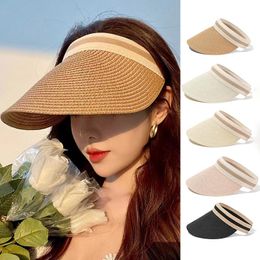 Wide Brim Hats Summer Women Straw Hat Soft Folding Sun Empty Top Ladies Outdoor Beach Panama Caps Bucket HatWideWide