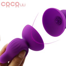 Woman sexy Strong Suction Nipple Sucker Pussy Pump Breast Enlarge Vibrator Toy for Women Powerful Tongue Oral Sucking