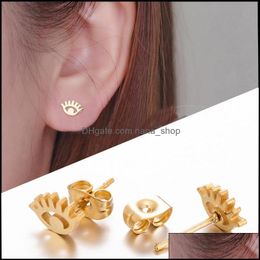 Stud Earrings Jewellery Evil Eyes Ear Sie Gold Colour Eye Pattern Earrs For Women Men Drop Delivery 2021 Up7Bj