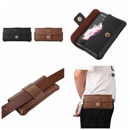 Cases For Samsung Galaxy Z Fold 3 Fold3 5G Folding Phone Business Holster PU Leather Vertical Hip Clip Belt Horizontal Men Male Mobile Phone Pouches Purse