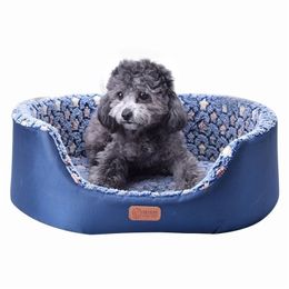 All Season Pet Dog Bed Detachable Puppy Cat House Star Paw Comfortable Pad Sofa Mat Coral Fleece Bed for Small Medium Large Dogs 201124