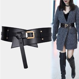 Belts Wide Belt Ladies' Decorative Sweater Coat Dress Suit Waist Seal Soft Pu Leather Waistbands Sexy Gold Pin Buckle For WomanBelts Fre