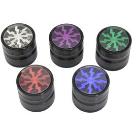 The latest 50X40mm Smoke grinder four -layer Aluminium alloy lightning smoke grinding device many styles support custom LOGO