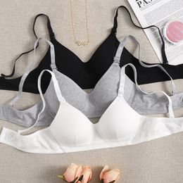 Simple Solid Color Ladies Casual Bra Low Collar Gather Anti-sagging Underwear D1801 on Sale