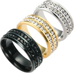 Wedding Rings Ring Size 5 Crystal To The Of Korean Double Row Drill Stainless Steel For Women Bague Femme Anillo MujerWedding