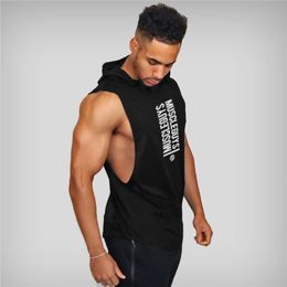 Muscleguys Brand Gym hoodie clothing Bodybuilding Shirt Fitness Men Tank Top Muscle Stringer Undershirt cotton Vest TankTop 220621