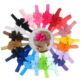 Cute Kids Ribbon Bow Tie Headband DIY Grosgrain Bows Elastic Hair Bands Hair Accessories 30 Colours