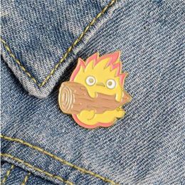 Calcifer Enamel Pin Custom Japanese Anime Brooches Fire Elf Badge for Bag Lapel Pin Buckle Howl Jewellery Friends Gift GC1354