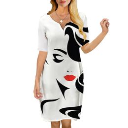 Women Dress Fashion Girl 3D Printed VNeck Loose Casual Short Sleeve Shift Dress for Female Dresses Dress Summer 220616