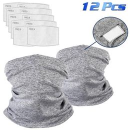 Berets 12 PCS Unisex Neck Gaiter Scarf With Philtre Pocket Tube Bandana Motorcycle Half Face Cover Outdoor Cycling Sunscreen Magic Mask