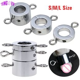 Metal Scrotum Pendant Ball Stretcher Stainless Steel Weight Testis Lock Penis Ring BDSM Restraint Toys for Men Beginner Pleasure