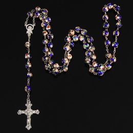 catholic crosses Canada - Pendant Necklaces Fashion Handmade Round Cloisonne Catholic Rosary Quality Cross Bead Necklace Beads Religious NecklacePendant