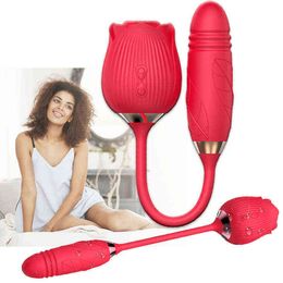 NXY Vibrators New Clitoral Sucking 2 0 Rose Petal Shaped Silicone Dildo Licking Suction Tongue Up and Down Adult Sex Toy 2 in 1 Vibrator 0411