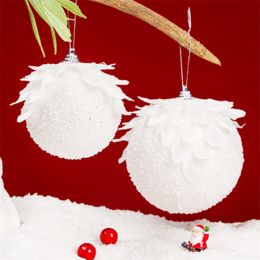 Christmas Tree Decorations 8cm Petal Glitter Foam Ball Snow White Christmas Ornament