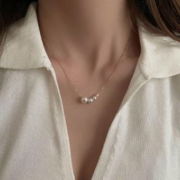 Chokers Gold Plated Pearl Necklace Korean Simple Design Sense Fashion Clavicle Chain Ins Cool Temperament FemaleChokers