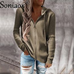 Autumn Winter Women Zipper Cardigan Hoodies Sweaters Ladies Vintage Casual Loose Long Sleeve Solid Colour Knitted Outerwear 220812