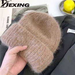 Beanie/Skull Caps Ball Caps 2021 Rabbit Fur Winter Hat for Women Beanie Cashmere T220823