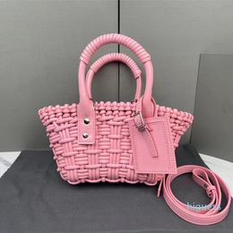 Vegetable Basket Tote Bag Shoulder Bags Summer Beach Fashion Hollow Out Bistro Woven Handbags Women High Quality Removable Strap Crossbody