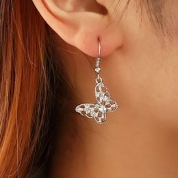 Dangle & Chandelier Trendy Retro Hollw Butterfly Pearl Turquoise Earrings Female Fashion Metal Love Heart Piercing Jewelry GiftDangle