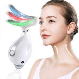 EMS Ion LED Photon Therapy Neck Wrinkle Removal Vibration Massager Face Lifting Beauty Device Skin Tightening Reduce Double Chin 220520