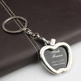 Promotional Photo Frame Keychain Round Heart Apple Oval Rhombus Shape Metal Alloy Key Chain Keyring Car Keychains Couples Business GifT