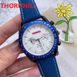 full functional 50th anniversary quartz stopwatch watch 42mm All Dials Working Nylon Fabric Men Imported Crystal Mirror Wholesale Male Gifts Wristwatch