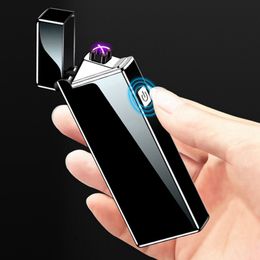 Pretty Colourful Plastic USB Charging Lighter Double ARC Portable Lighters Holder For Dry Herb Tobacco Preroll Cigarette Cigar Glass Smoking Tool High Quality