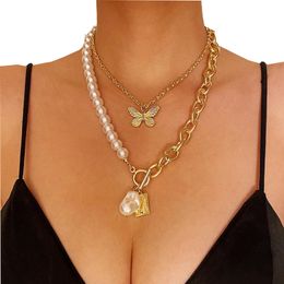 Personality Pearl Stone Shell Pendant Necklace for Women Summer Star Heart Chain Choker Necklaces Bohemian Jewelry Gift