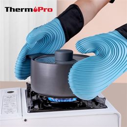 ThermoPro GL01 Heat Resistant 250 Oven Mitts Waterproof Silicone High Temperature Resistant Baking Microwave Barbecue Gloves 220510