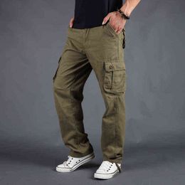 2022 Men's Autumn New Overalls Loose Large Size Casual Pure Cotton Straight Trousers G220507