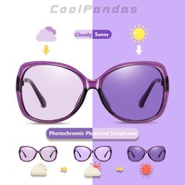 Sunglasses Oversized Pilot Pochromic For Women 2022 Vintage Brand Driving Purple Sun Glasses Ladies Lunette De Soleil FemmeSunglasses