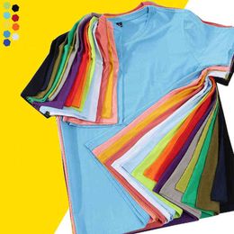 Summer New Solid Colours Daily Casual 100% Cotton O-Neck Regular Fit Short Sleeve Men Baisc T Shirts Black White Yellow G220512