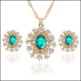 Earrings Necklace Bridesmaid Jewellery Set Wedding Crystal Party 18K Gold Fashion Carshop2006 Drop Delivery 2021 Sets Carshop2006 Dh5Lo