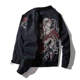 Winter Bomber Jacket Men Dragon Chinese Embroidery Pilot Jacket Retro Rock Hip Hop Jacket Youth Streetwear High Street Male 2019 T220816