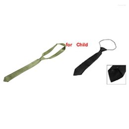 Bow Ties Solid Black Polyester Elastic Slim Necktie Neck Tie For Child & Unisex Skinny Narrow -Light Green Fier22