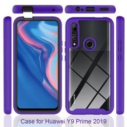 Hybrid Rugged Armour PC + TPU Shockproof Cases For Huawei Y6 Y7 Y9 Prime 2019 Honour 20 Nova 5T Soft Frame Transparent Back Cover