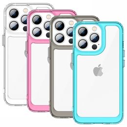 Metal Button TPU Space Cases Transparent Colour Phone Case For iPhone 14 13 12 11 Pro Max XR XS Max 7 8 plus Samsung S22 Plus Ultra Shockproof Hard PC Cover