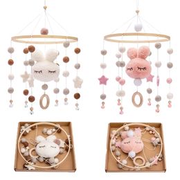 Baby Rattles Crib Mobiles Toy Cotton Rabbit Pendant Bed Bell Rotating Music For Cots Projection Infant Wooden Toys 220428
