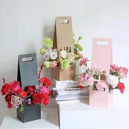 Gift Wrap 10pcs Creative Home Shape Flower Boxes Packaging Hand Carrying Basket Florist Box Supply Mother's DayGift