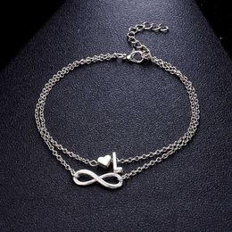 Silver Colour Leg Bracelets For Women Foot Jewellery Silver Colour Feet Chain Friendship Gifts Initial Anklet