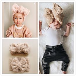 Large Fluffy Knot Headbands Baby Autumn Winter Cashmere Bows Hairbands Newborn Warm Girls Fur HeadbandsKid Headwear