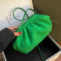 Evening Bag 2022 Winter Day Clutch Small Soft Clip Cloud Underarm Crossbody Shoulder Sling for Women Pleated s Pouch Handbags 0623