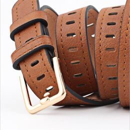 Belts Women Fashion Wide Hollow Hole Pu Leather Belt Woman Luxury Jeans Waistband Female Straps Ceinture Femme Girdle For GirlsBelts